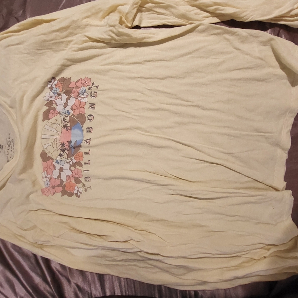 Billabong Pastel Yellow Floral Long Sleeve Tee